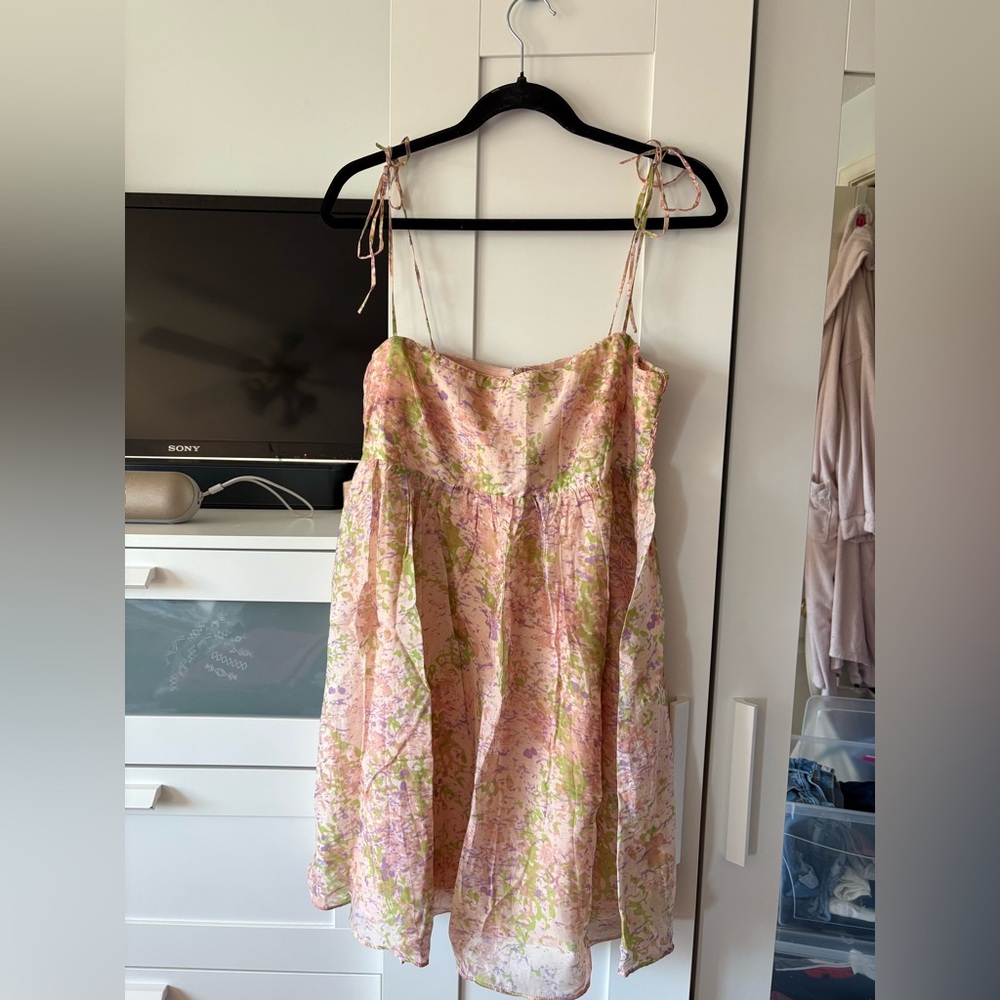 Floral Pink and Green Sundress